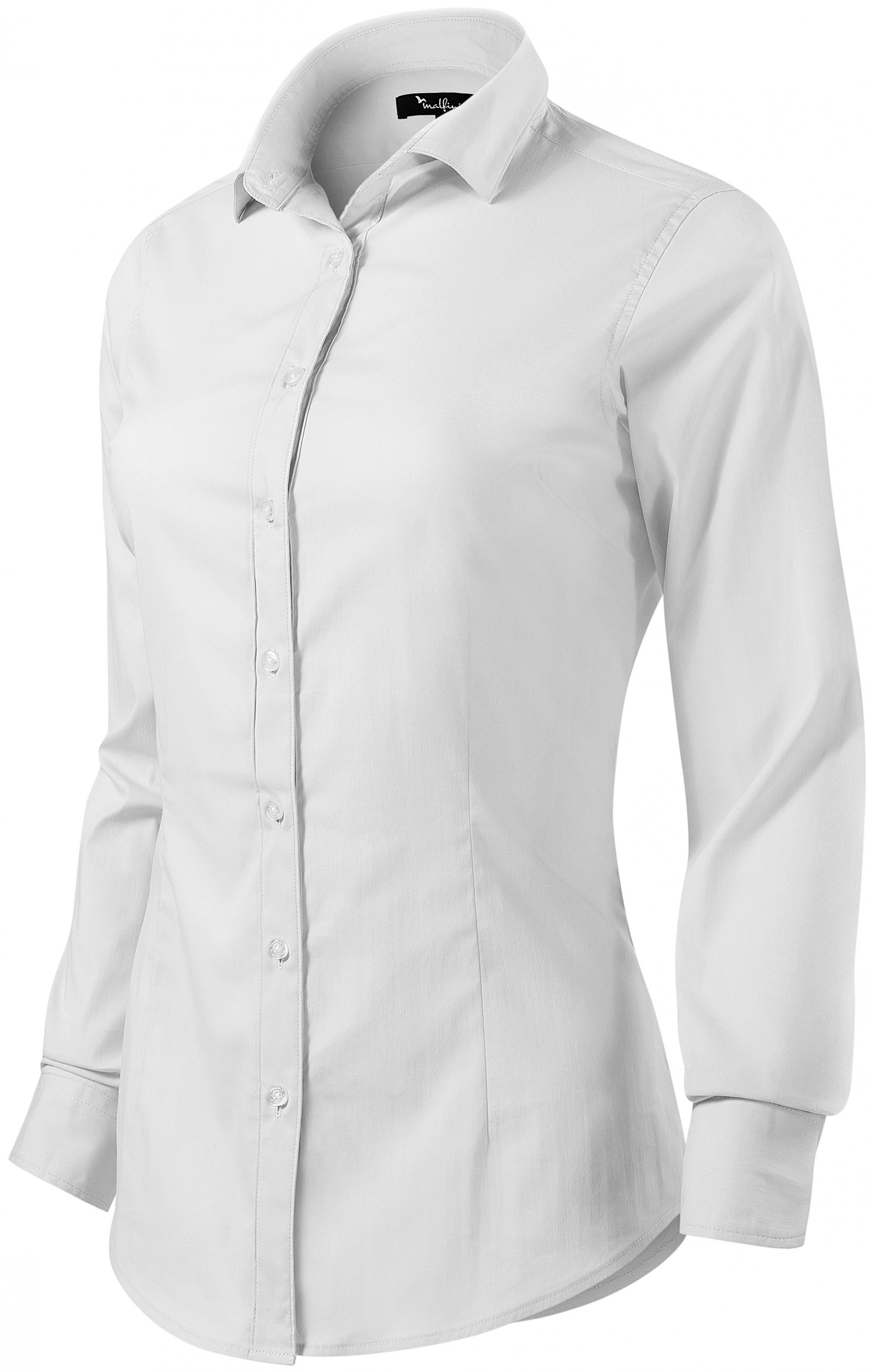 Bluză pentru femei cu mânecă lungă slim fit, alb, 2XL