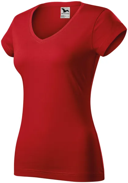 Tricou dama slim fit cu decolteu în V. - Tricou de zi cu zi pentru femei