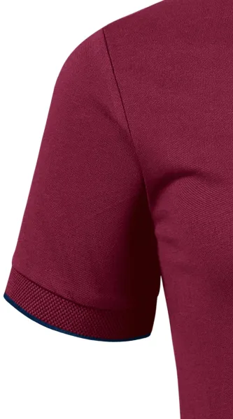 Tricou polo pentru bărbați cu guler bomber - Mâneci scurte cu bandă contrastantă