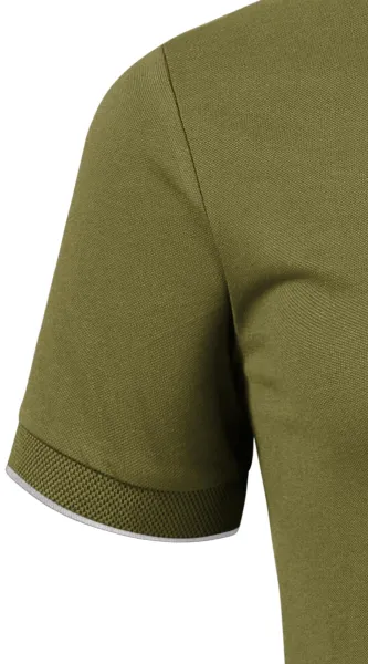 Tricou polo pentru bărbați cu guler bomber - Mâneci scurte cu bandă contrastantă