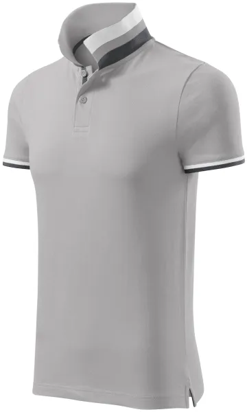 Polo bărbătesc cu guler ridicat - Tricou polo bărbătesc cu guler cu dungi contrastante