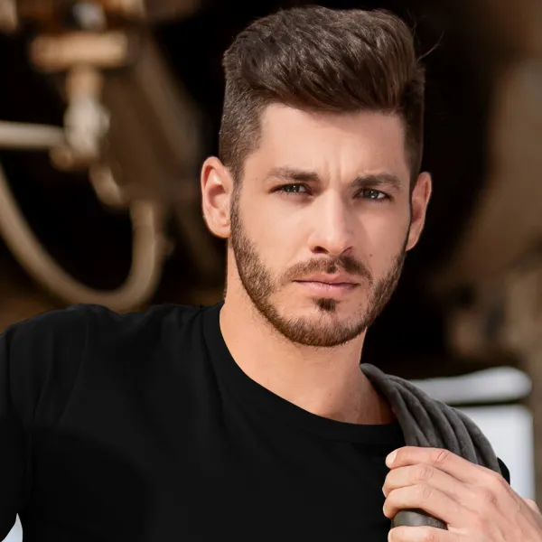 Tricou bărbătesc durabil mai greu - Decolteu rotund clasic