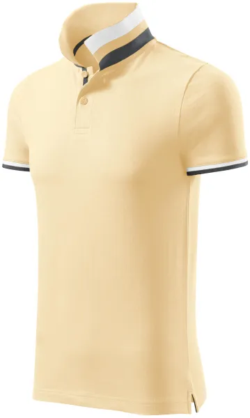 Polo bărbătesc cu guler ridicat - Tricou polo bărbătesc cu guler cu dungi contrastante