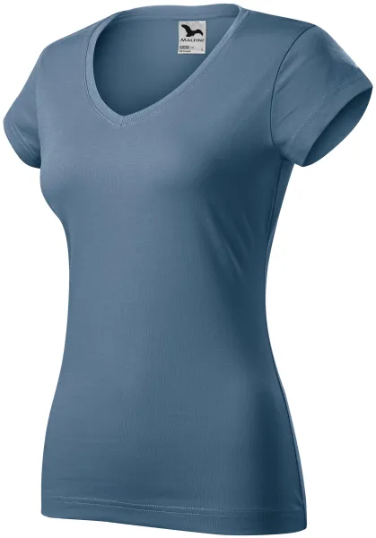 Tricou dama slim fit cu decolteu în V. - Tricou de zi cu zi pentru femei