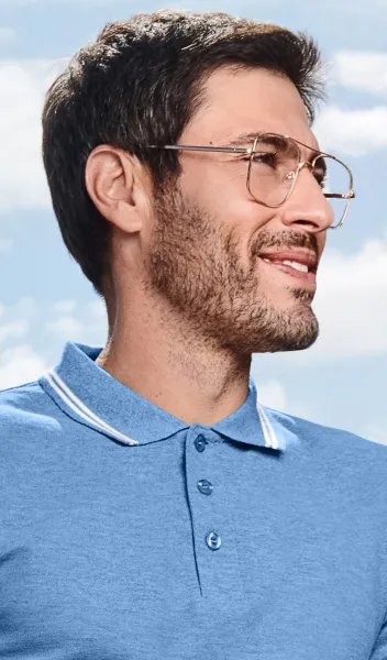 Polo de bărbați cu contrast - Închidere cu 3 nasturi