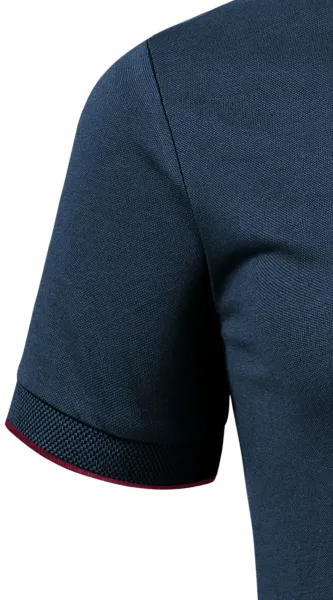 Tricou polo pentru bărbați cu guler bomber - Mâneci scurte cu bandă contrastantă