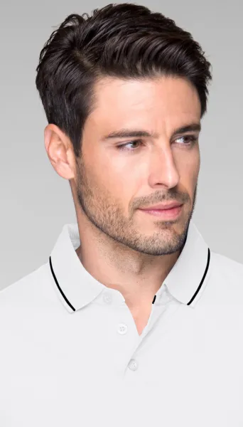 Tricou bărbătesc cu detalii contrastante - Închidere cu 3 nasturi