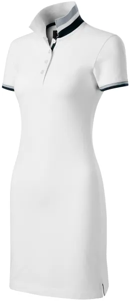 Rochie de damă cu guler sus - Rochie de damă cu guler cu dungi contrastante