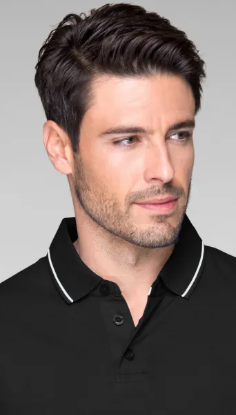 Tricou bărbătesc cu detalii contrastante - Închidere cu 3 nasturi