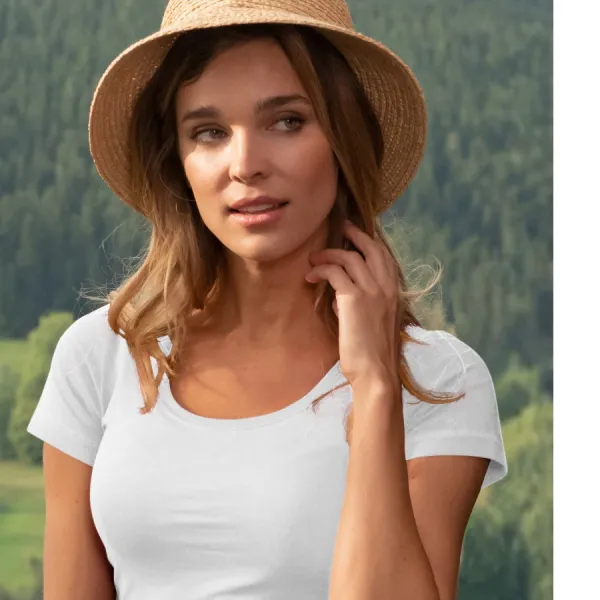 Tricou de damă cu cusături decorative - Decolteu rotund adânc