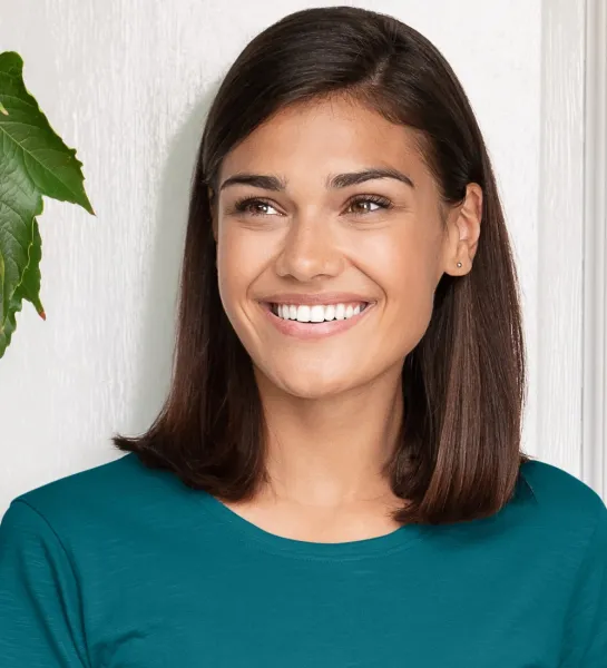 Tricou de damă, din bumbac organic texturat - Decolteu rotund clasic