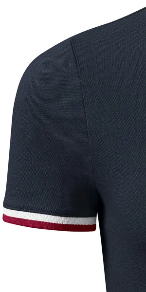 Polo bărbătesc cu guler ridicat - Mâneci scurte cu dungi contrastante