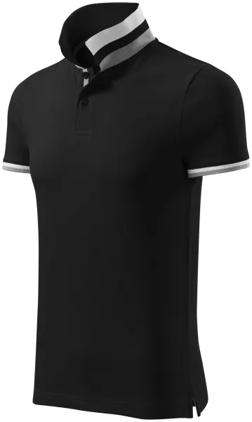Polo bărbătesc cu guler ridicat - Tricou polo bărbătesc cu guler cu dungi contrastante