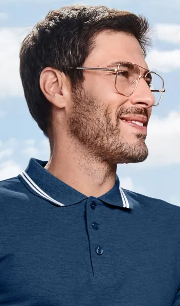 Polo de bărbați cu contrast - Închidere cu 3 nasturi