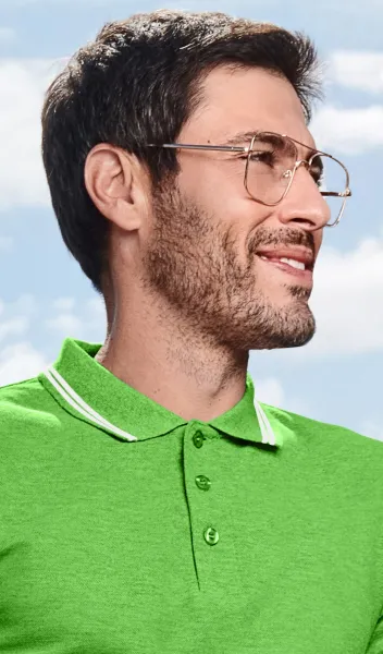 Polo de bărbați cu contrast - Închidere cu 3 nasturi