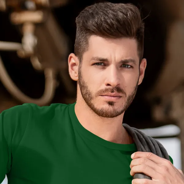 Tricou bărbătesc durabil mai greu - Decolteu rotund clasic