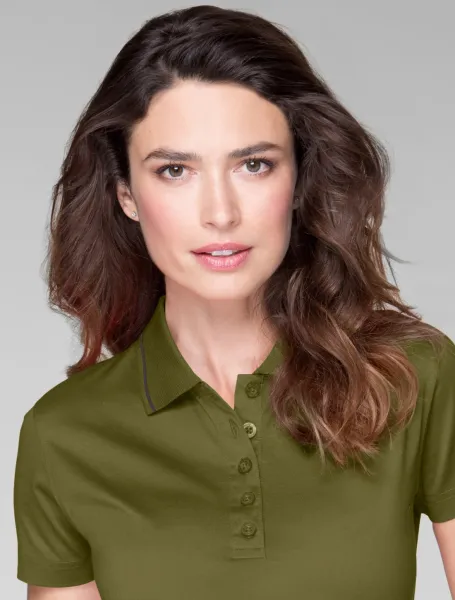 Polo elegant mercerizat pentru femei - Închidere cu 5 nasturi