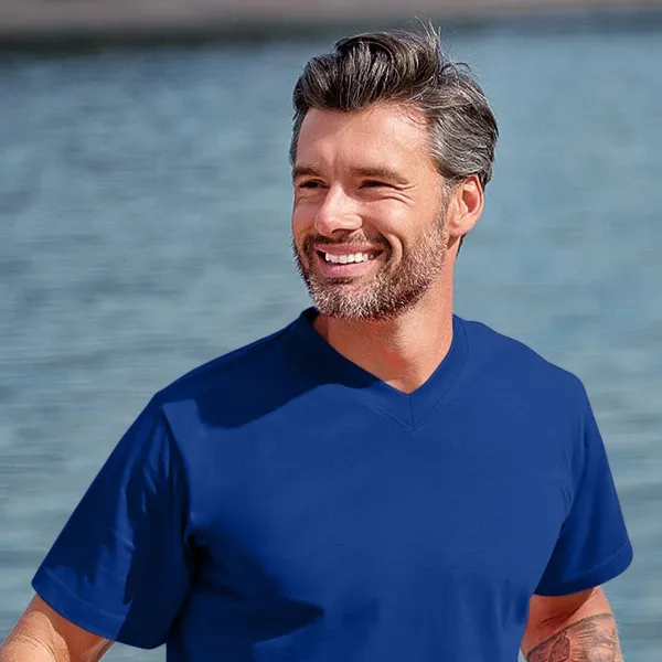 Tricou cu mâneci scurte, greutate medie - Decolteu în V