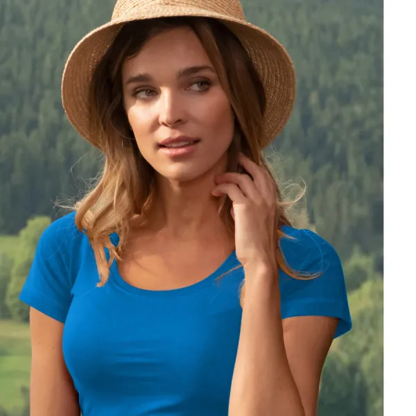 Tricou de damă cu cusături decorative - Decolteu rotund adânc