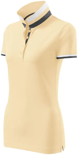 Polo pentru femei cu guler ridicat - Tricou polo pentru femei cu guler cu dungi contrastante