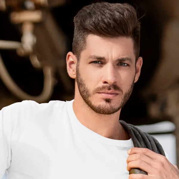 Tricou bărbătesc durabil mai greu - Decolteu rotund clasic