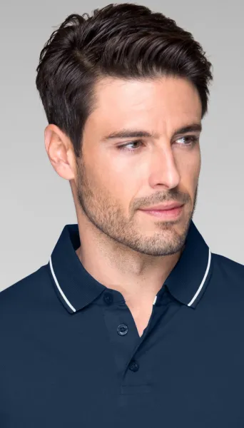 Tricou bărbătesc cu detalii contrastante - Închidere cu 3 nasturi