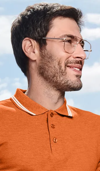 Polo de bărbați cu contrast - Închidere cu 3 nasturi