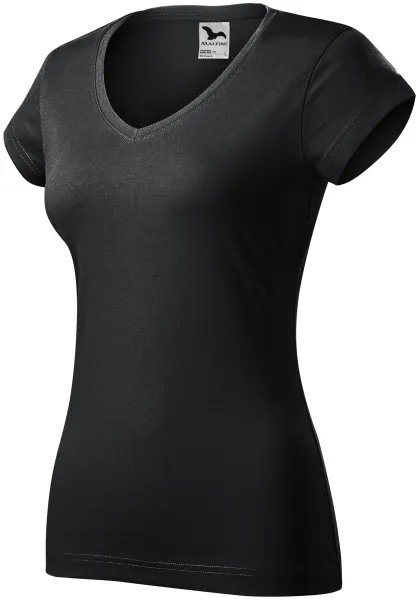 Tricou dama slim fit cu decolteu în V. - Tricou de zi cu zi pentru femei