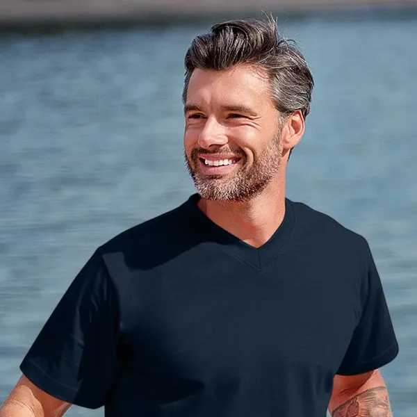 Tricou cu mâneci scurte, greutate medie - Decolteu în V