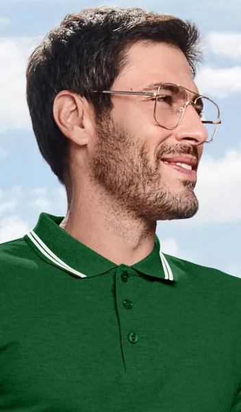 Polo de bărbați cu contrast - Închidere cu 3 nasturi