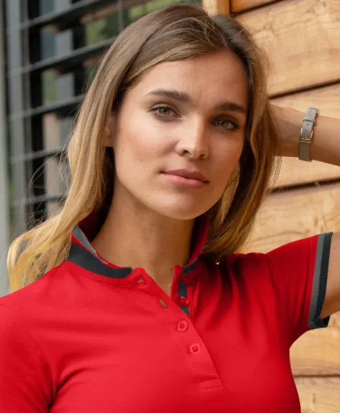 Polo pentru femei cu guler ridicat - Închidere cu 4 nasturi
