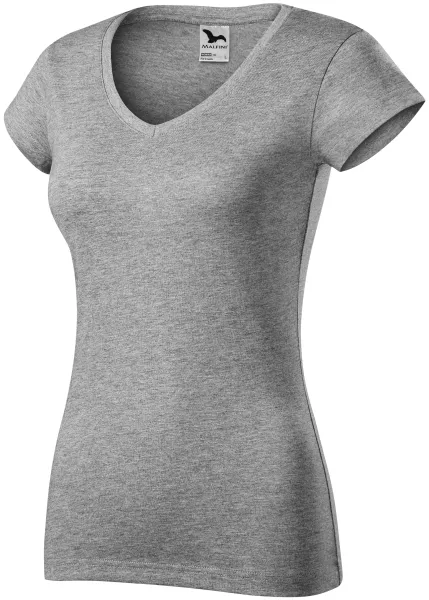 Tricou dama slim fit cu decolteu în V. - Tricou de zi cu zi pentru femei