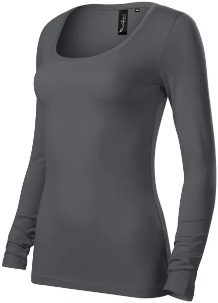 Tricou de damă cu mâneci lungi și decolteu mai adânc - Tricou de dama din bumbac pentru fiecare zi