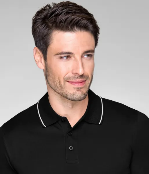 Tricou bărbătesc elegant mercerizat - Închidere cu 3 nasturi
