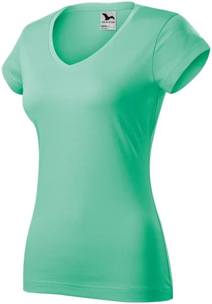 Tricou dama slim fit cu decolteu în V. - Tricou de zi cu zi pentru femei