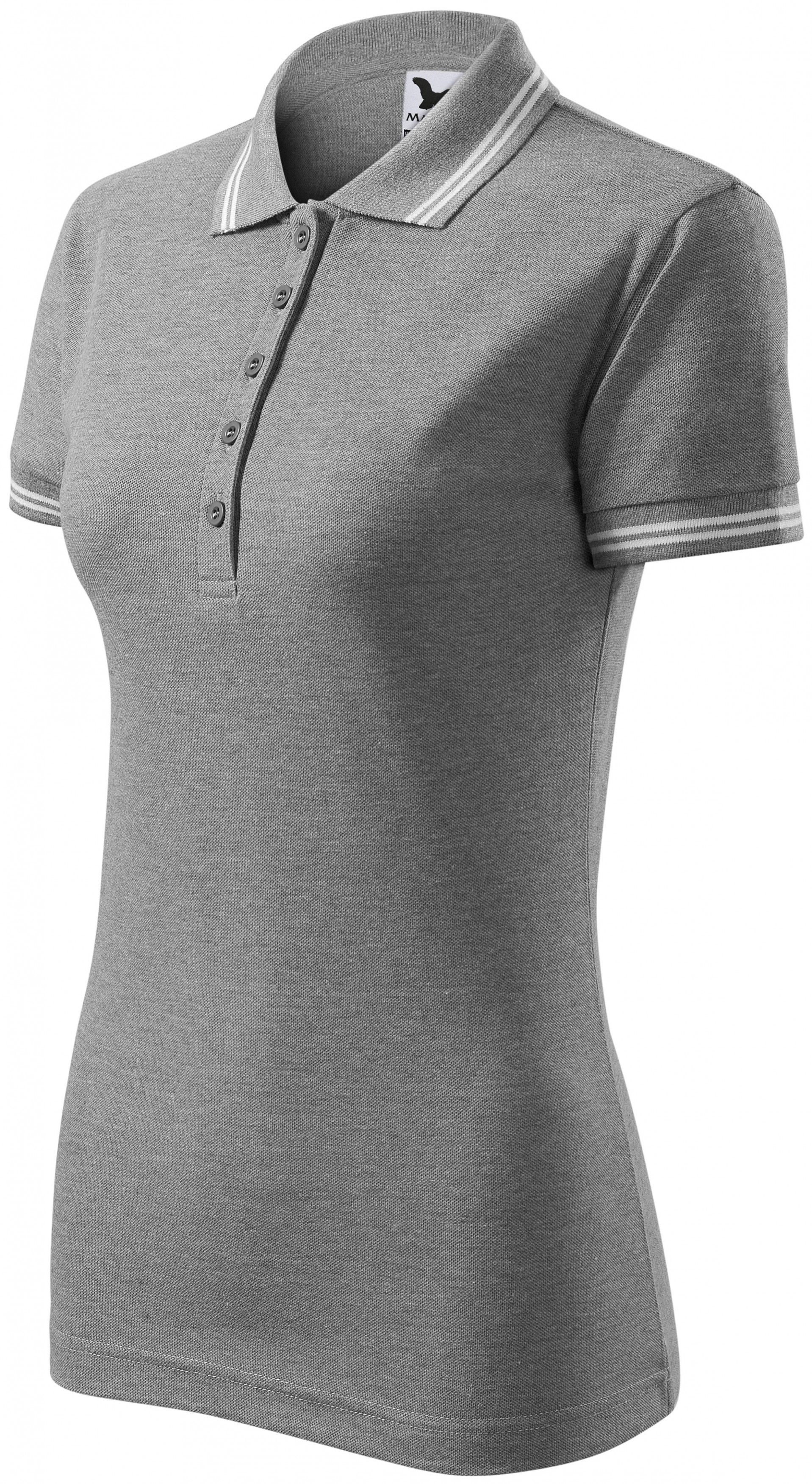 Polo de dama cu contrast, marmură gri închis, XL