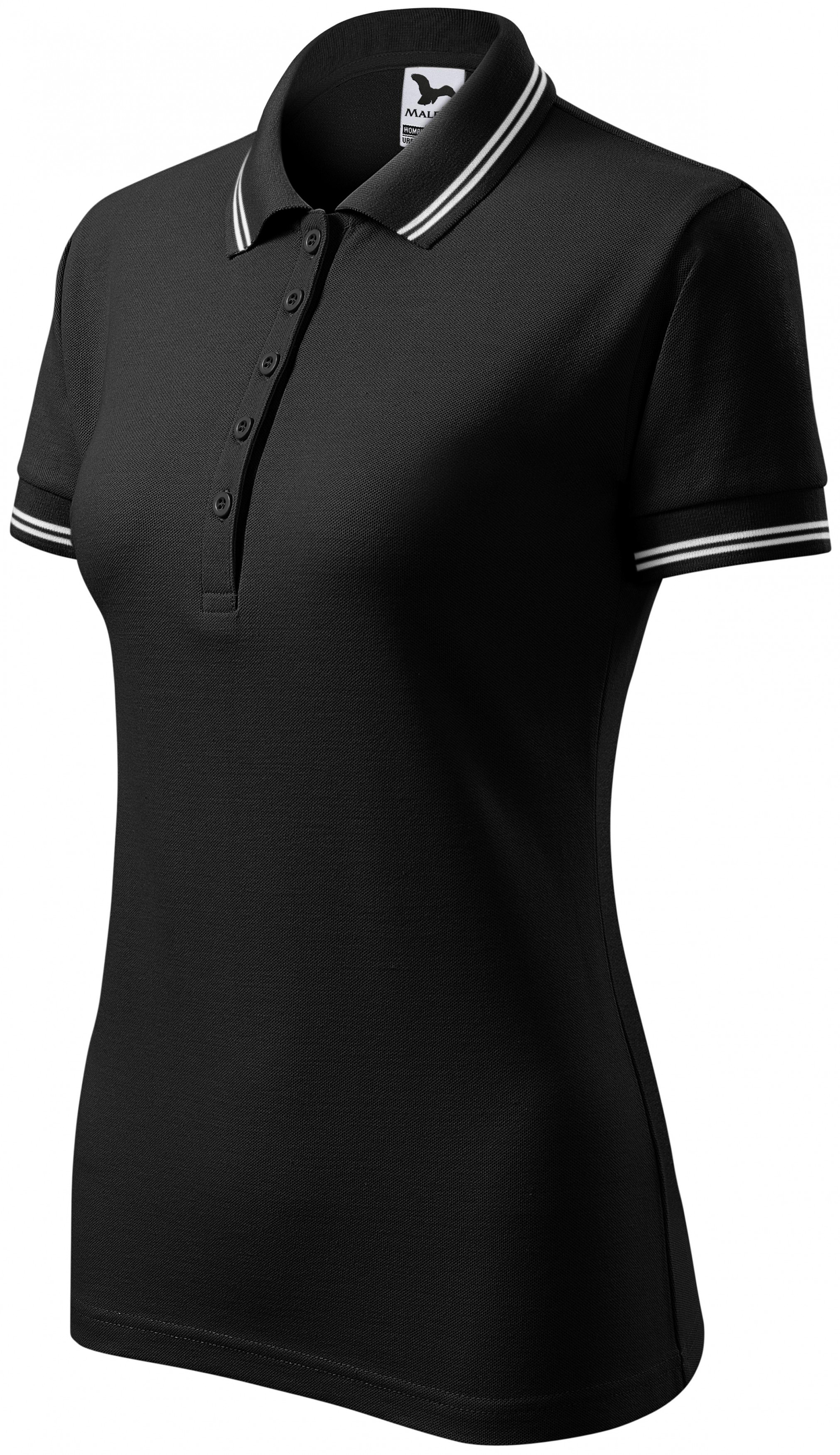 Polo de dama cu contrast, negru, XL