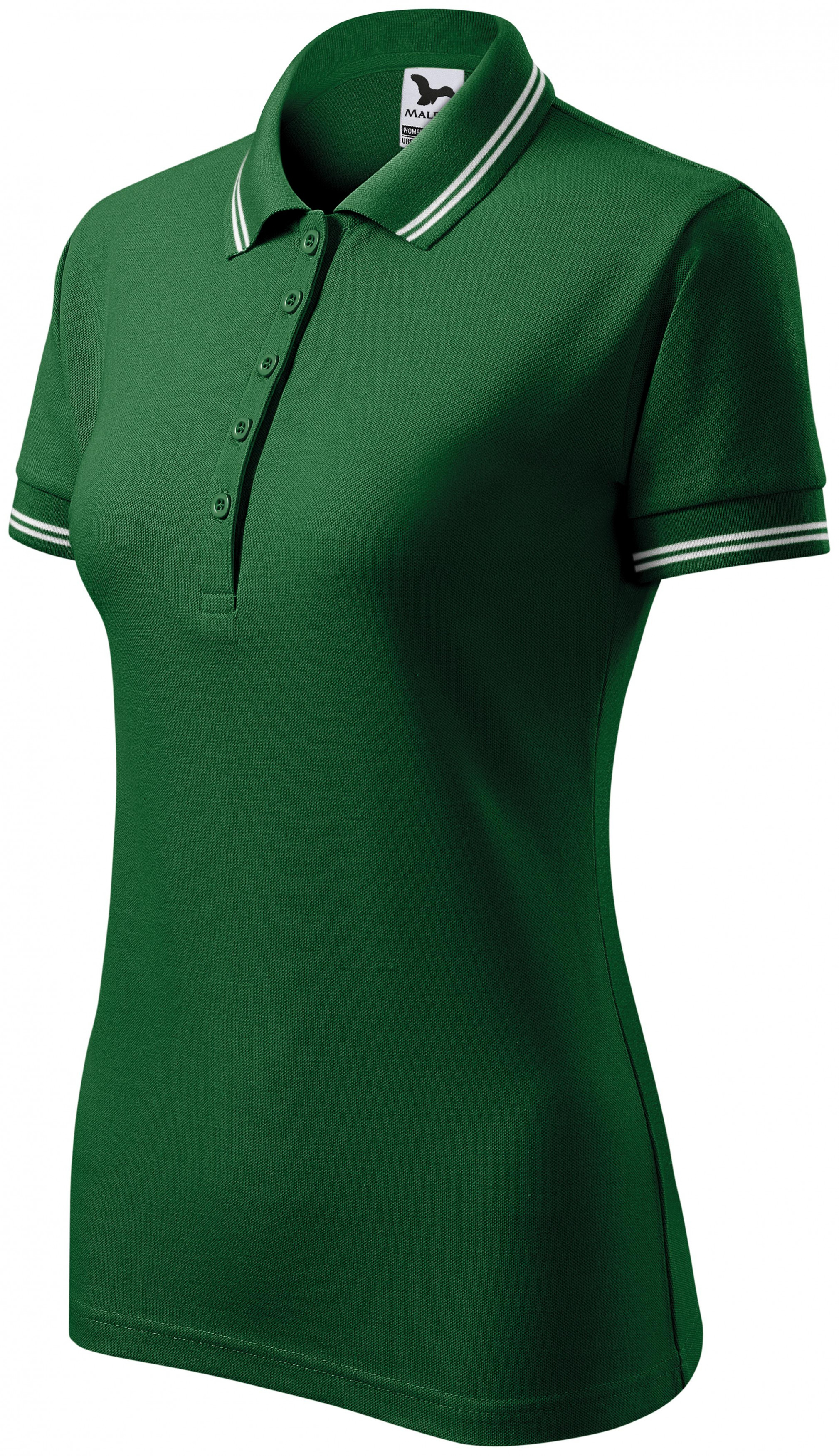 Polo de dama cu contrast, sticla verde, L