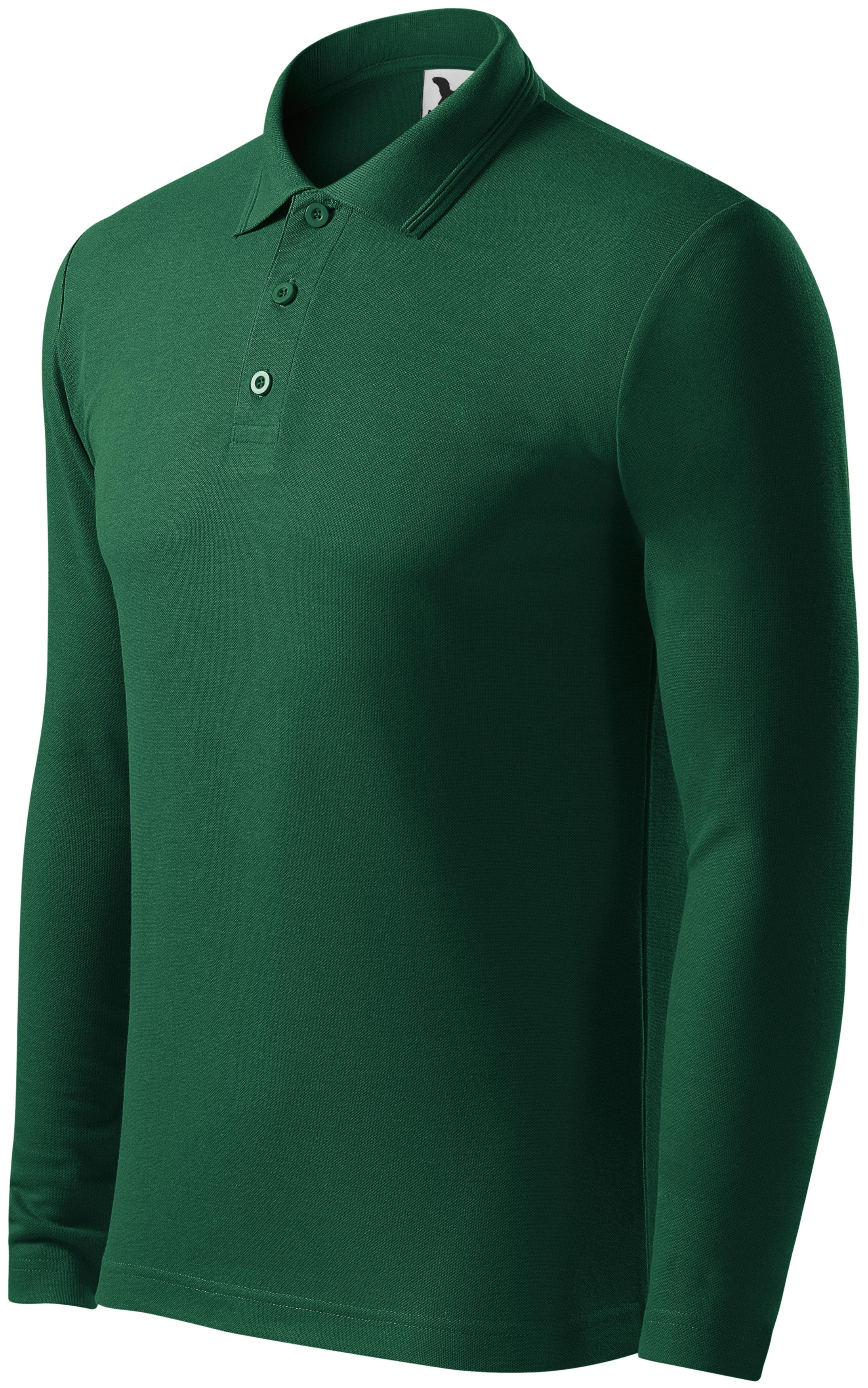 Polo pentru bărbați cu mâneci lungi, sticla verde, M