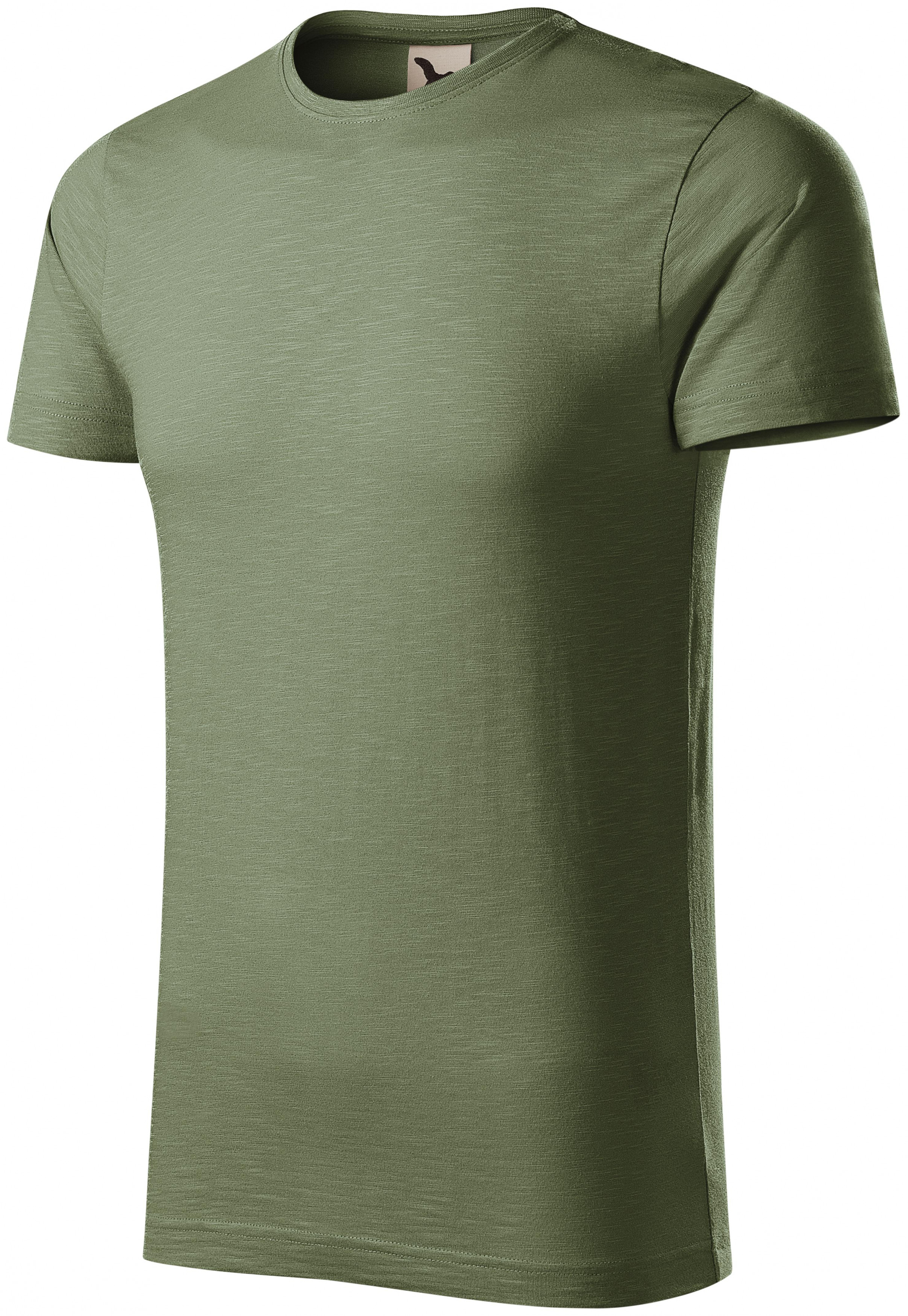 Tricou bărbătesc, din bumbac organic texturat, khaki, XL