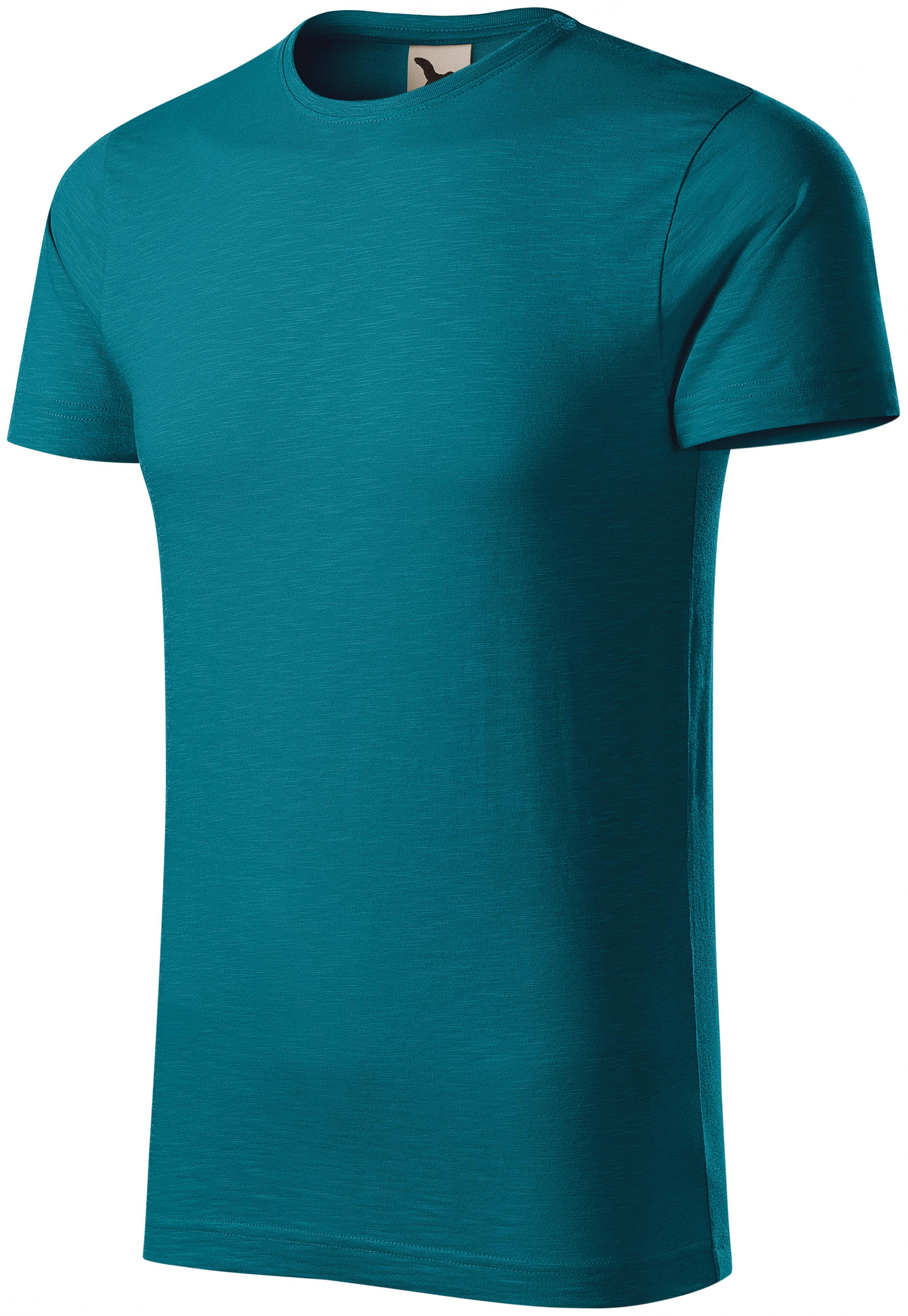 Tricou bărbătesc, din bumbac organic texturat, petrol blue, 3XL