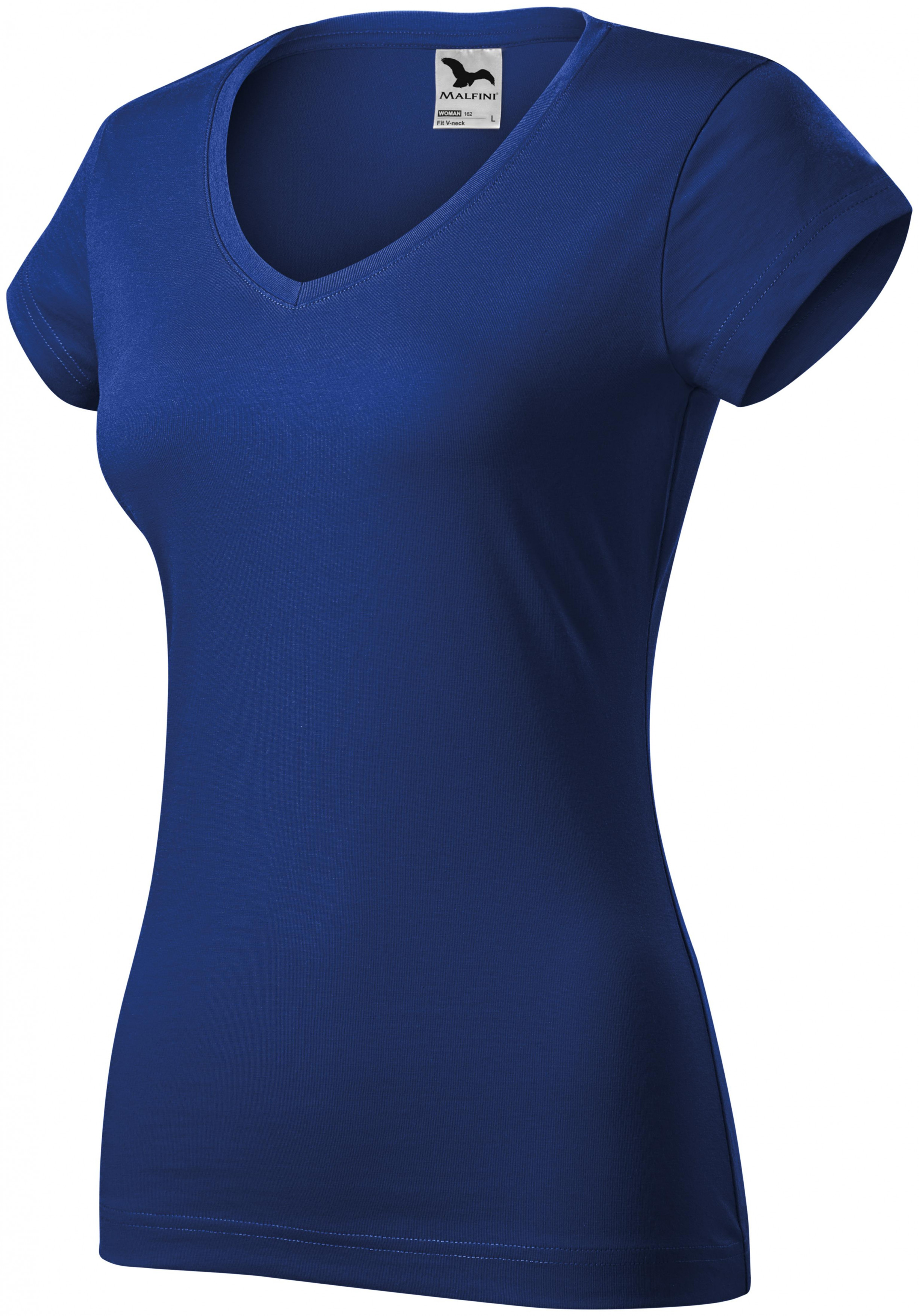 Tricou dama slim fit cu decolteu în V., albastru regal, L