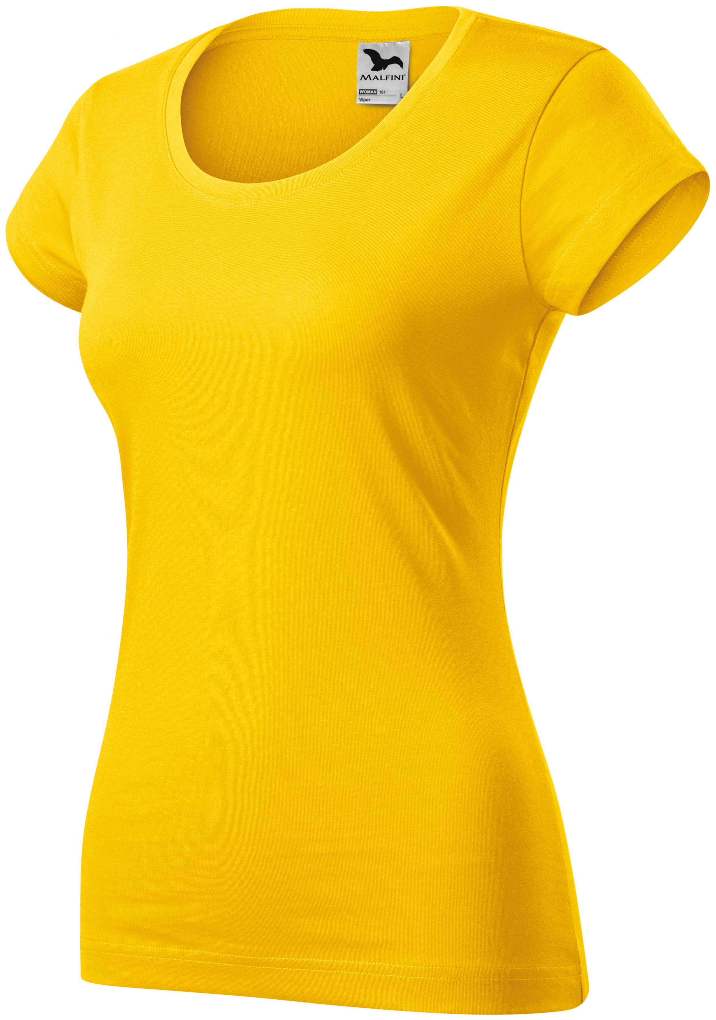 Tricou dama slim fit cu decolteu rotund, galben, L