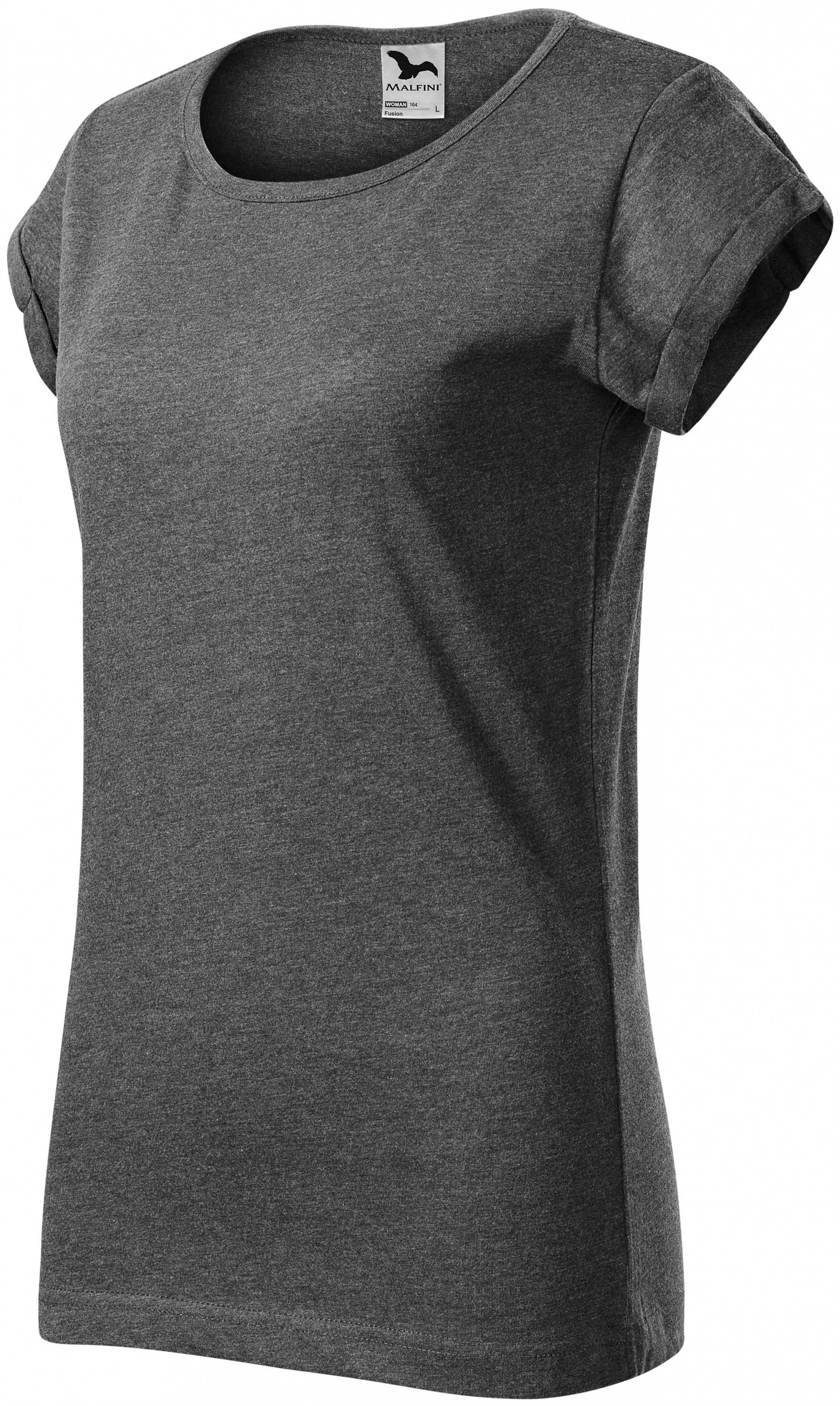 Tricou de damă cu mâneci rulate, marmură neagră, XS