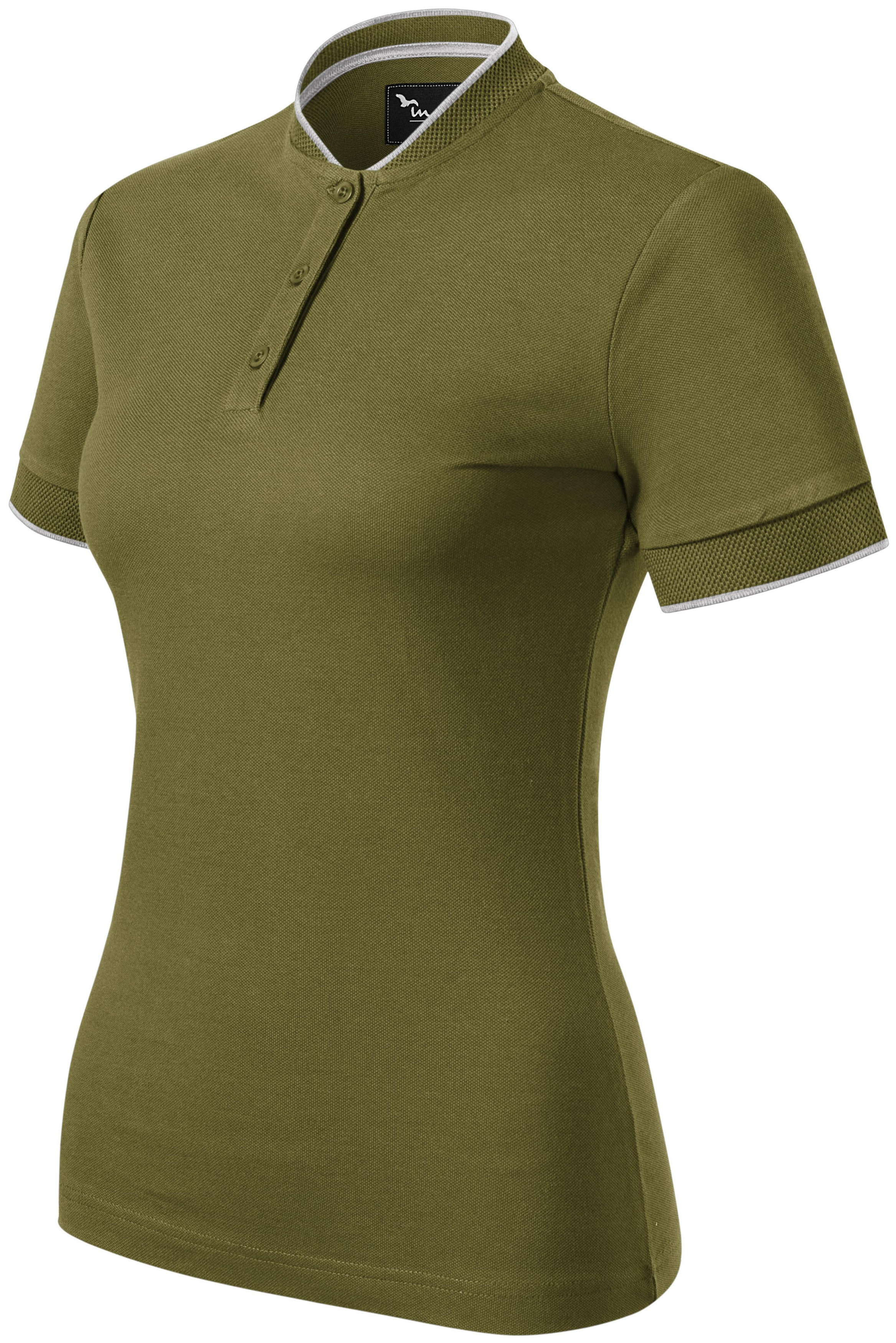 Tricou polo de damă cu guler bomber, avocado, XL