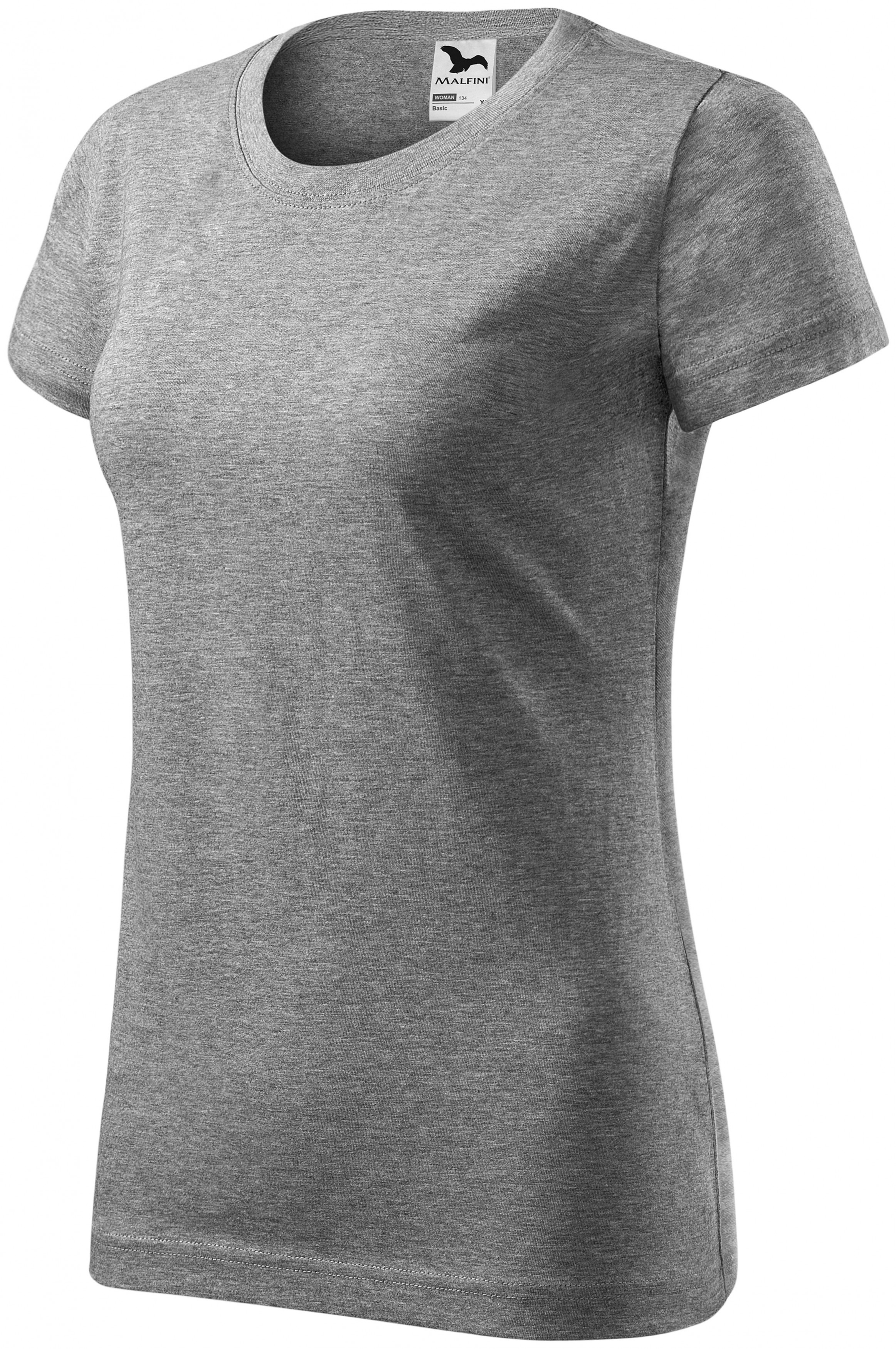 Tricou simplu pentru femei, marmură gri închis, M